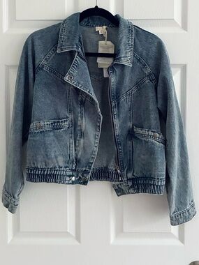 Hem & Thread Denim Bomber Jacket, NWT